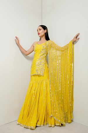 Yellow sharara store for haldi